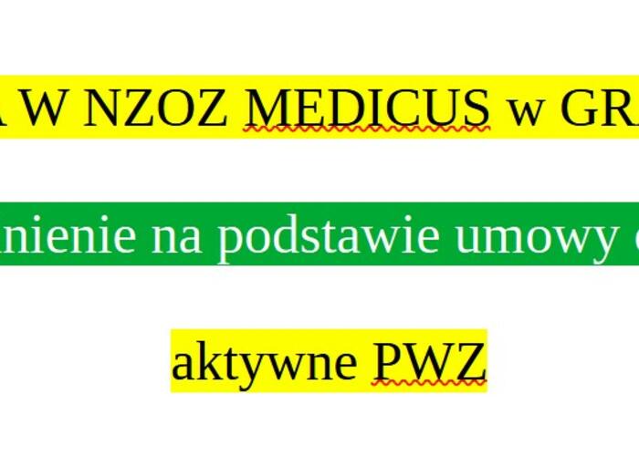 Grajewo ogłoszenia: NZOZ MEDICUS zatrudni na etat pielęgniarkę/pielęgniarza...